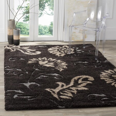 Safavieh Shag Large Rectangle Area Rug, Dark Brown and Smoke - 8 ft.-6 in. x 12 ft. SG463-2879-9